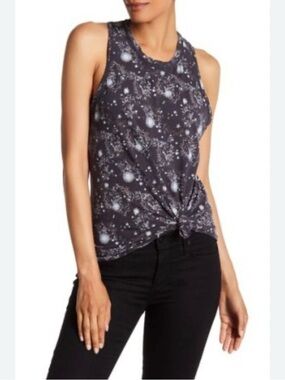 Stateside Navy Starfield Galaxy Tank Made in USA 100% Supima Cotton Womens Large